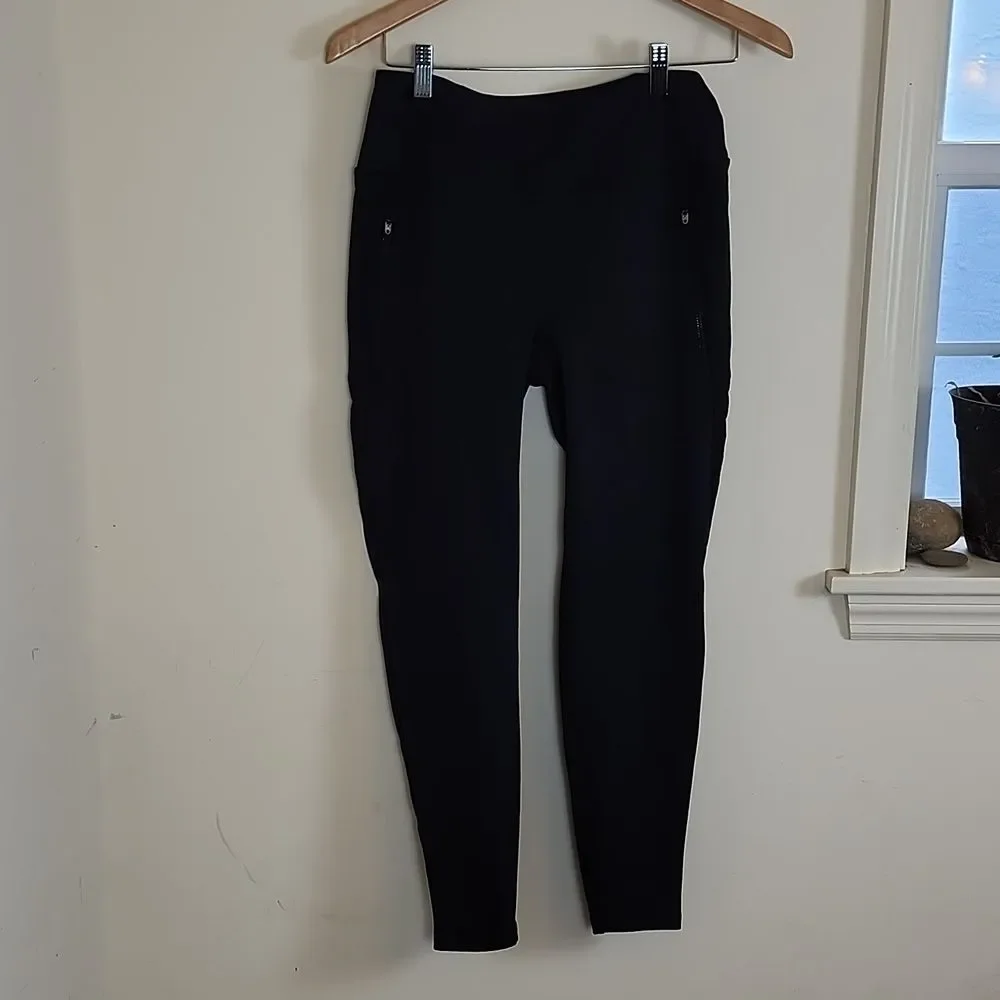 Spyder Active Women's Black Leggings with Zippered Pockets, Size Medium